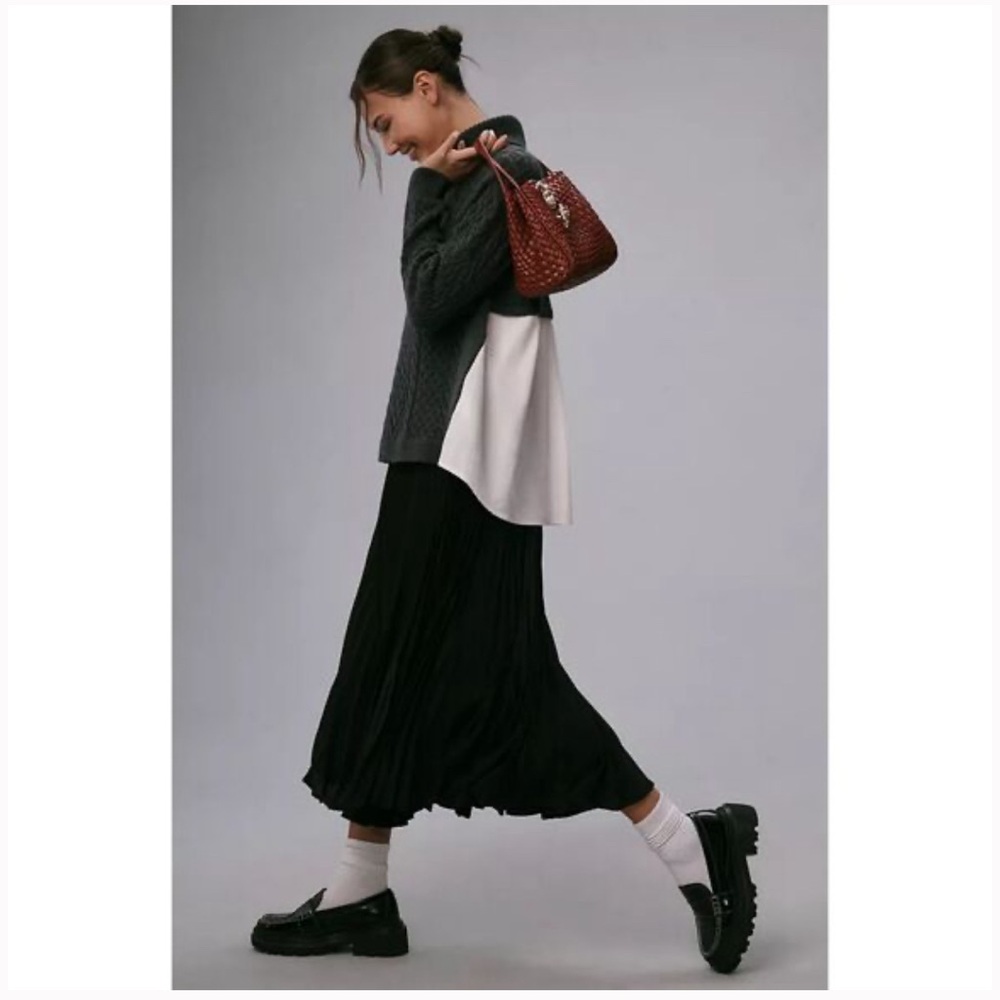 By Anthropologie Mixed Media Turtleneck Cable Sweater - Picture 3 of 3